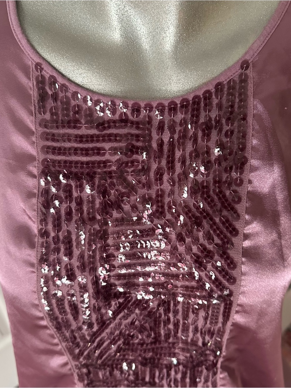 Dana Buchman Y2K Purple Sequin Detail Satin-Feel Top - Picture 2 of 8
